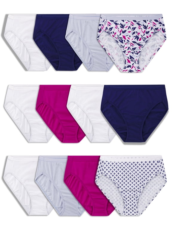 Women's Cotton Hi-Cut Brief Underwear, 12-Pack