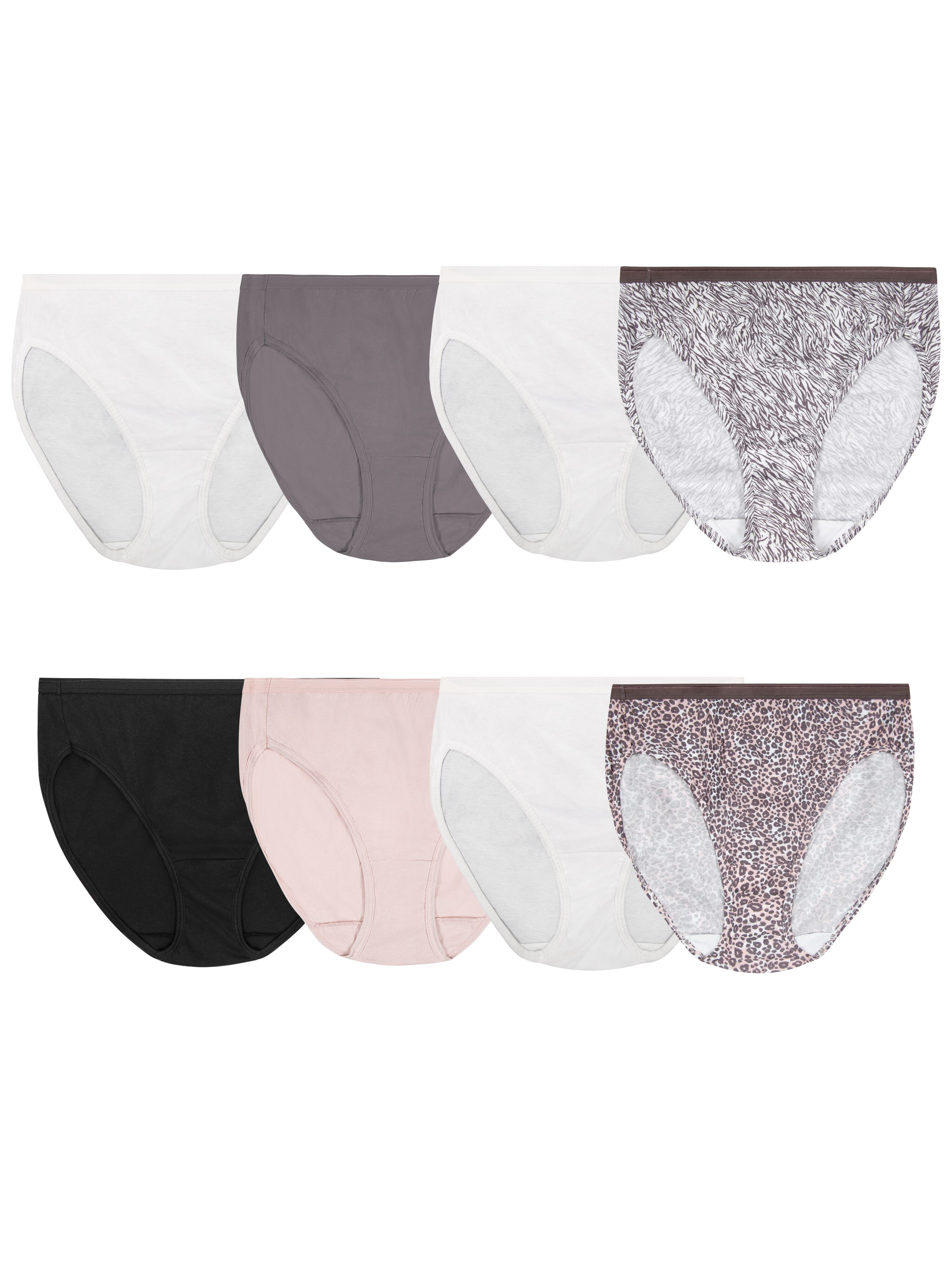 Fruit of the Loom Women's Cotton Hi-Cut Brief Underwear, 6+2 Bonus Pack