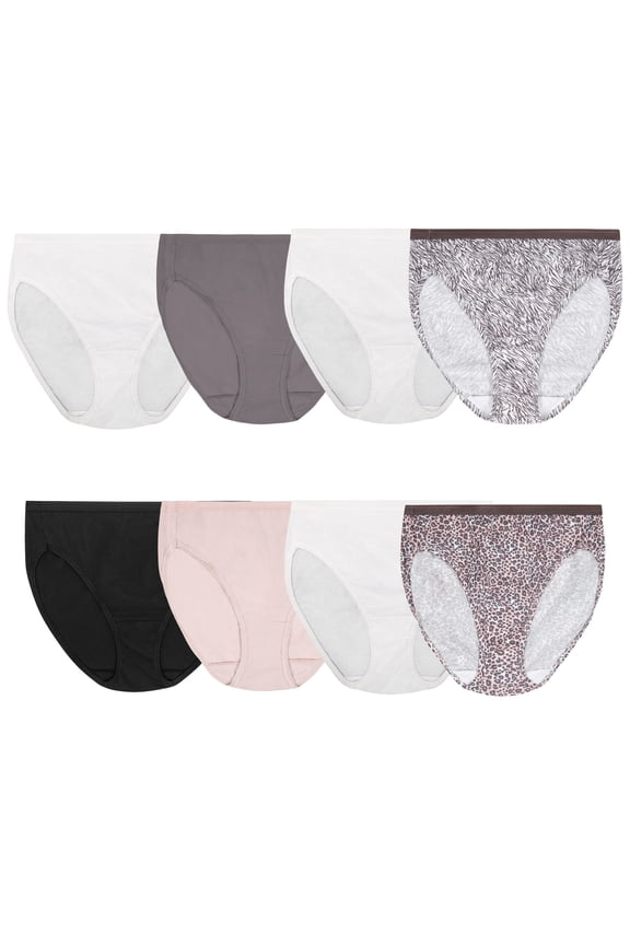 Women's Cotton Hi-Cut Brief Underwear, 6+2 Bonus Pack