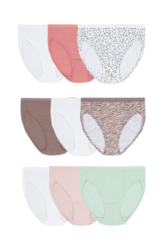 Women's Cotton Hi-Cut Brief Underwear, 6+3 Bonus Pack