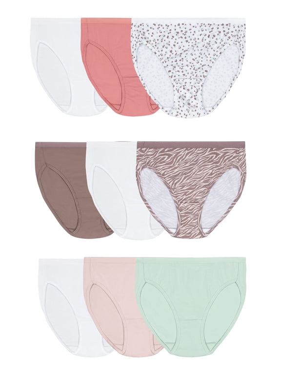Women's Cotton Hi-Cut Brief Underwear, 6+3 Bonus Pack