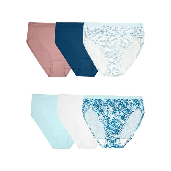 Fruit of the Loom Women's Cotton Hi-Cut Brief Underwear, 6-Pack