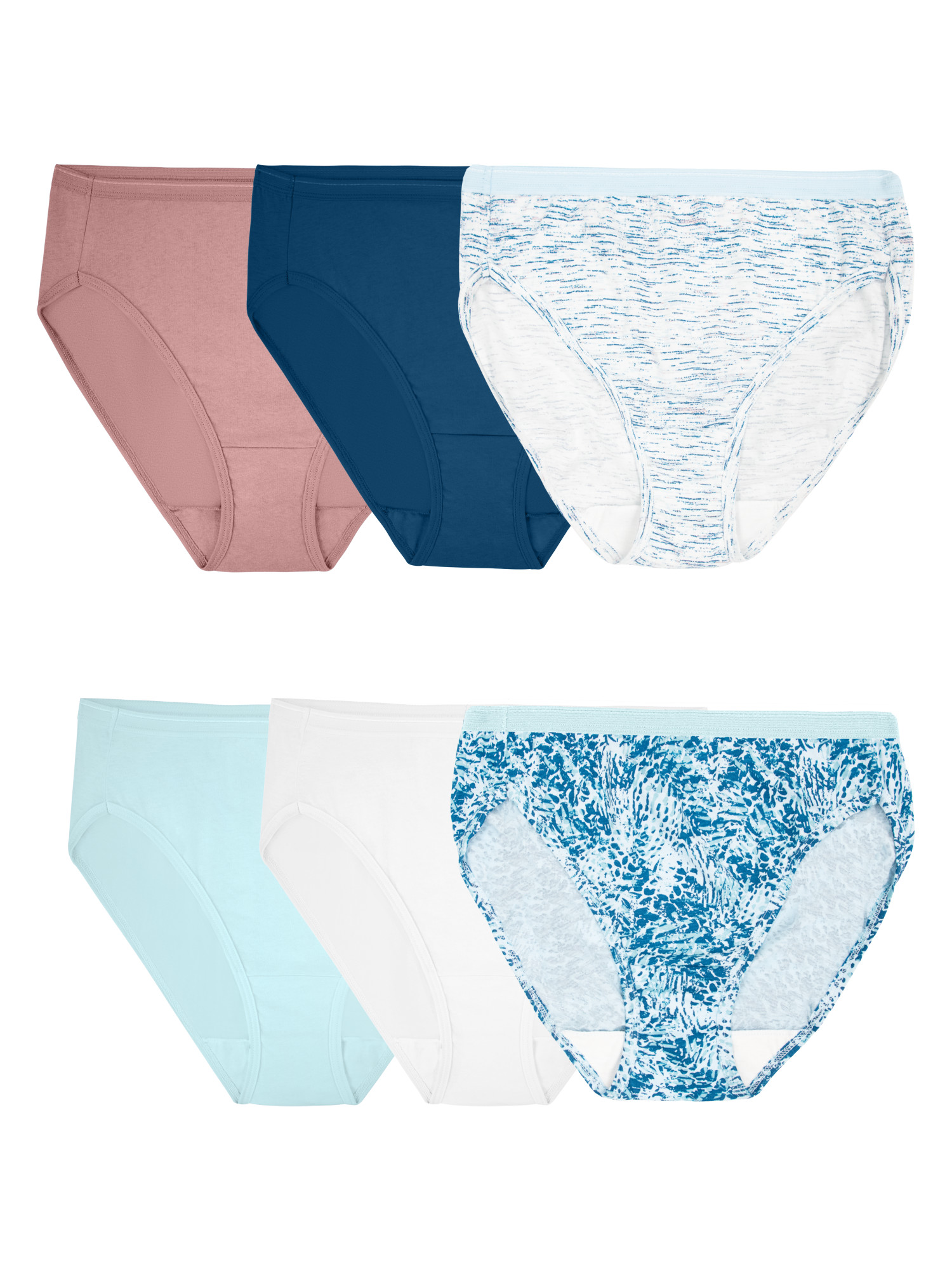 FUDE Women's High Waist Cotton Panties – 6-Pack – Floral Multicolor Briefs