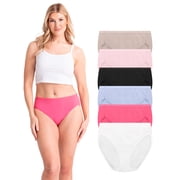 Fruit of the Loom Women's Cotton Hi-Cut Brief Underwear, 6-Pack