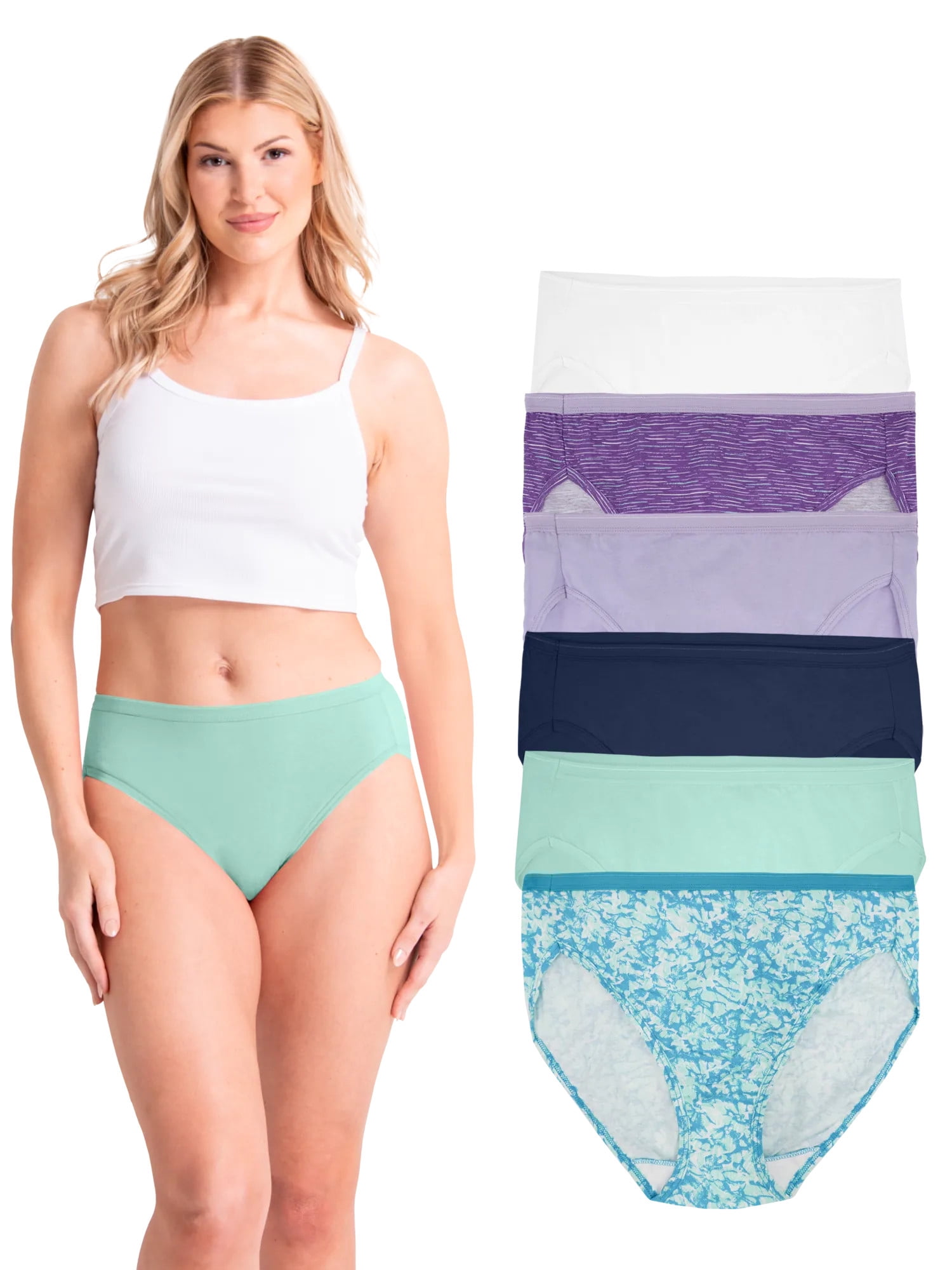Fruit of the Loom Women's Cotton Hi-Cut Brief Underwear, 6-Pack