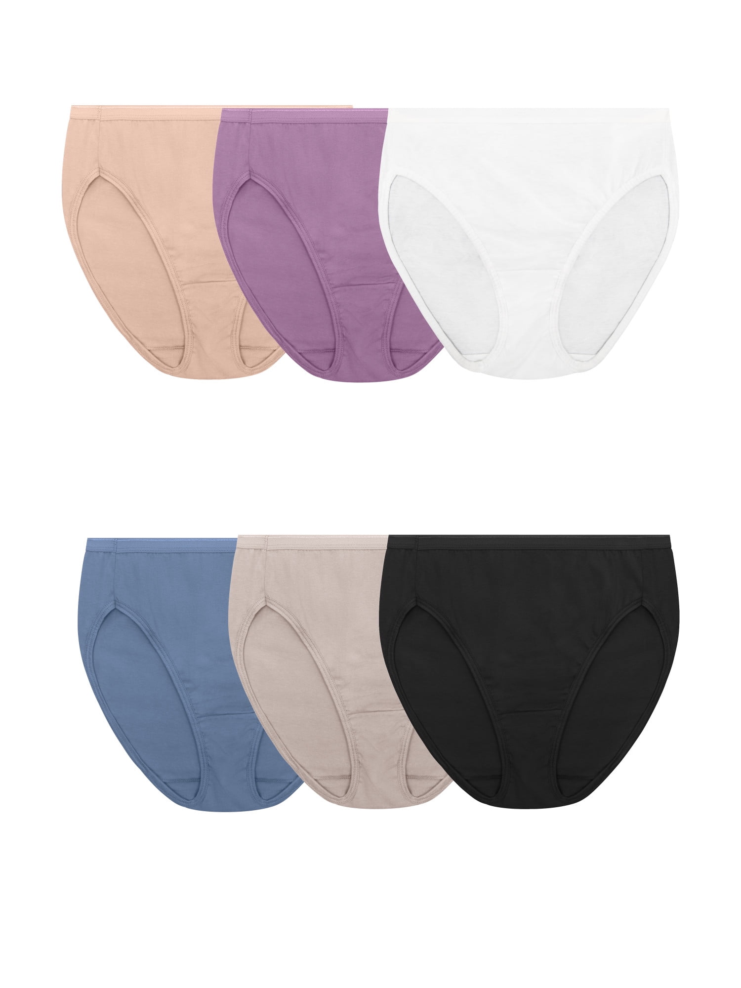 Fruit of the Loom Women's Cotton Hi-Cut Brief Underwear, 6-Pack