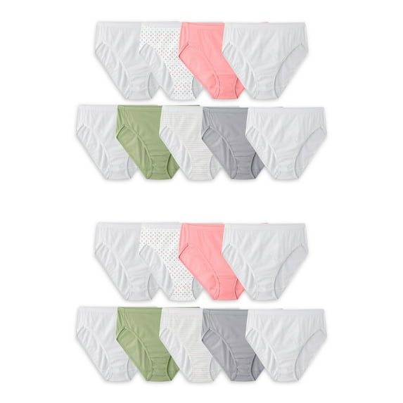 Fruit of the Loom Women's Cotton Hi-Cut Brief Underwear, Bonus 18-Pack Bundle