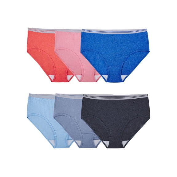Fruit of the Loom Women's Cotton Low-Rise Brief Underwear, 6-Pack