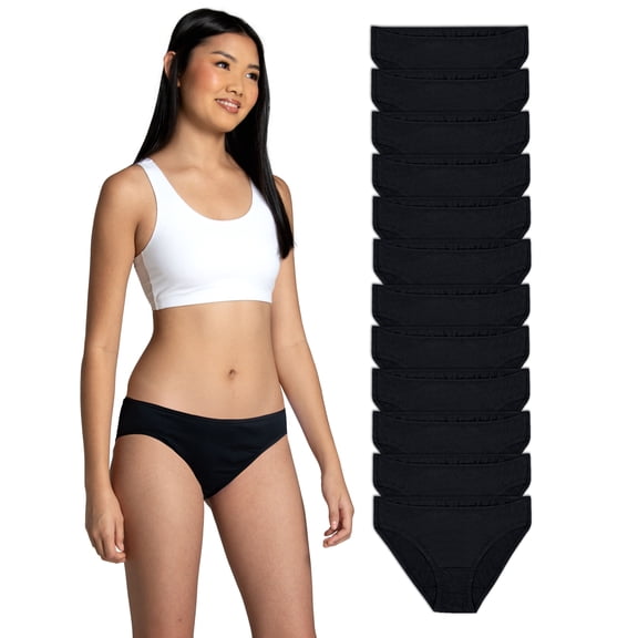 Fruit of the Loom Women's Underwear, Cotton Stretch Bikini Panties 12-Pack, Sizes S-2XL