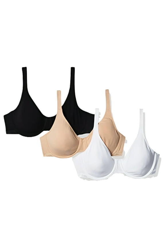 Women's Cotton Stretch Extreme Comfort Bra, Black Hue/Sand/White, 36D