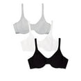 thumbnail image 1 of Fruit of the Loom Women's Cotton Stretch Extreme Comfort Bra, Black/White/Grey Heather, 36D, 1 of 7