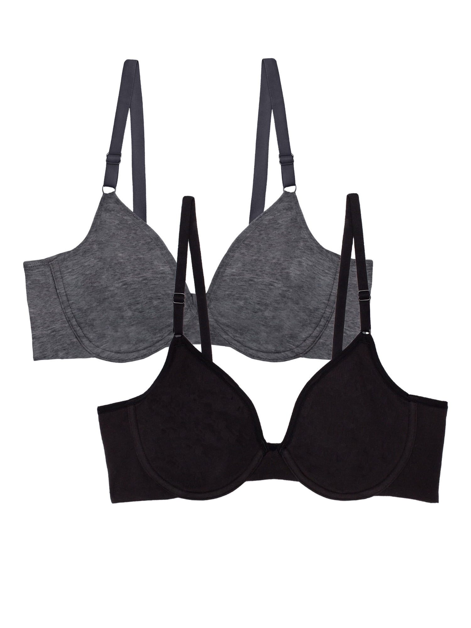 Fruit of the Loom Women's Unlined Underwire Cotton Stretch Extreme Comfort Bra, Style FT920, 2-Pack