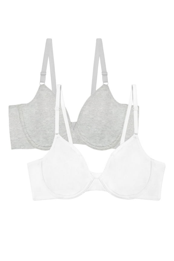 Women's Unlined Underwire Cotton Stretch Extreme Comfort Bra, Style FT920, 2-Pack