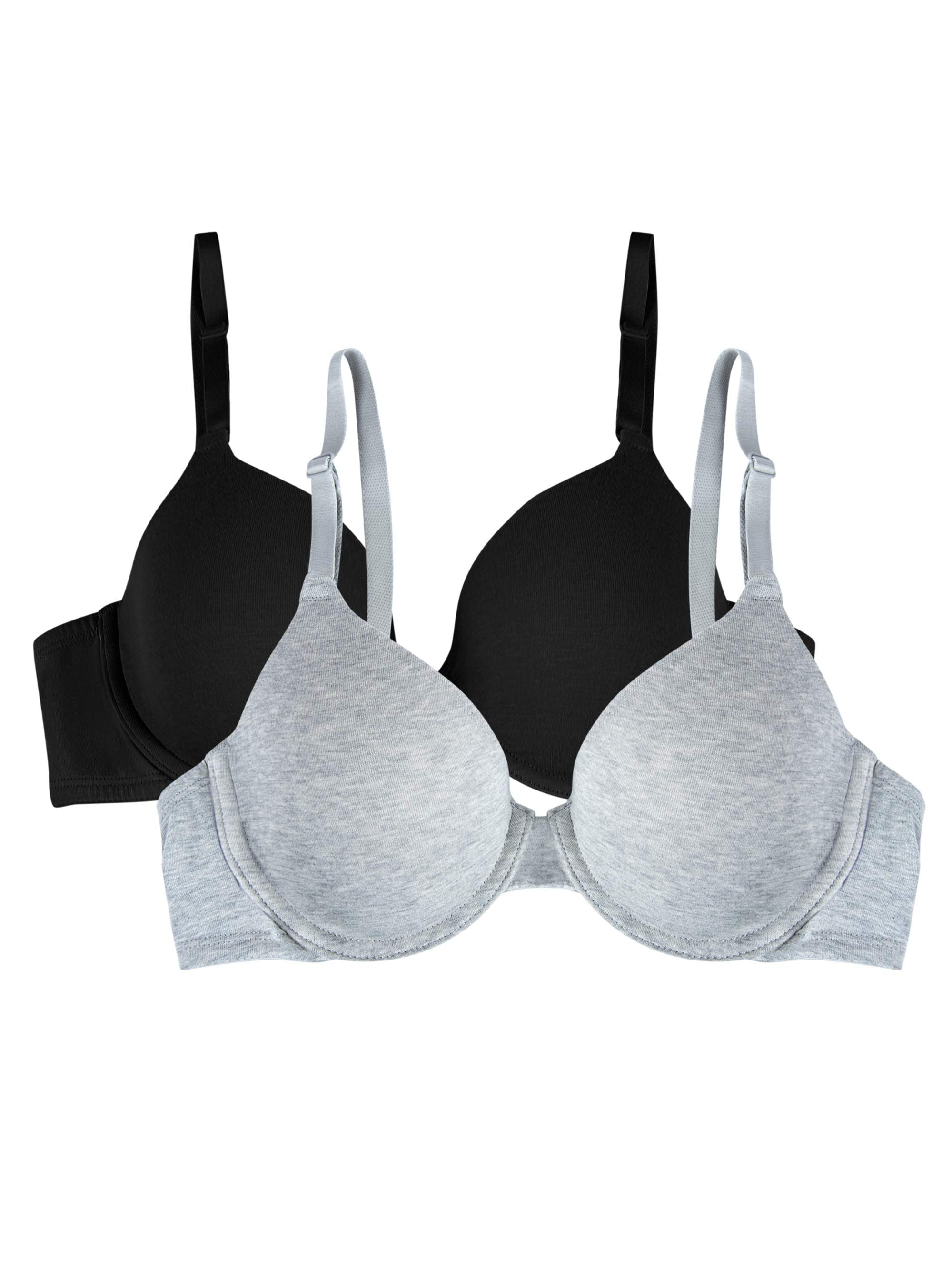 Fruit of the Loom Women's T-Shirt Bra, Black/White/Grey Heather, 34B :  : Clothing, Shoes & Accessories