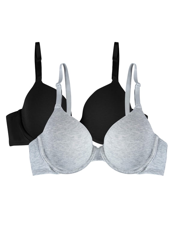 Women's Cotton T-Shirt Bra, 2-Pack, FT797PK, Sizes 34A-42DD