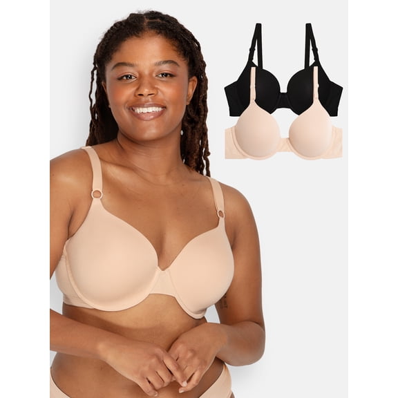 Fruit of the Loom Women's Cotton T-Shirt Bra, 2-Pack, FT797PK, Sizes 34A-42DD
