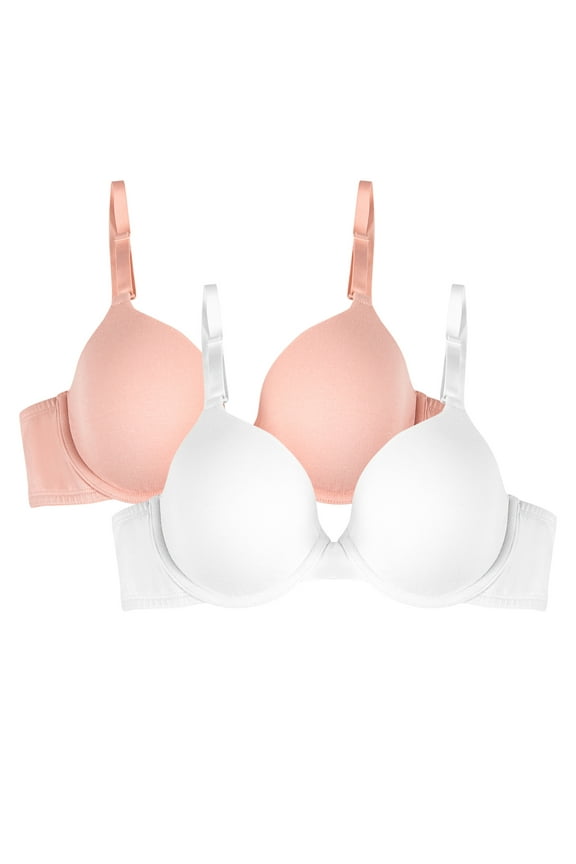 Women's Cotton T-Shirt Bra, 2-Pack, FT797PK, Sizes 34A-42DD
