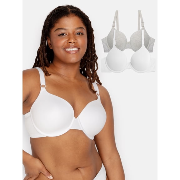 Fruit of the Loom Women's Cotton T-Shirt Bra, 2-Pack, FT797PK, Sizes 34A-42DD