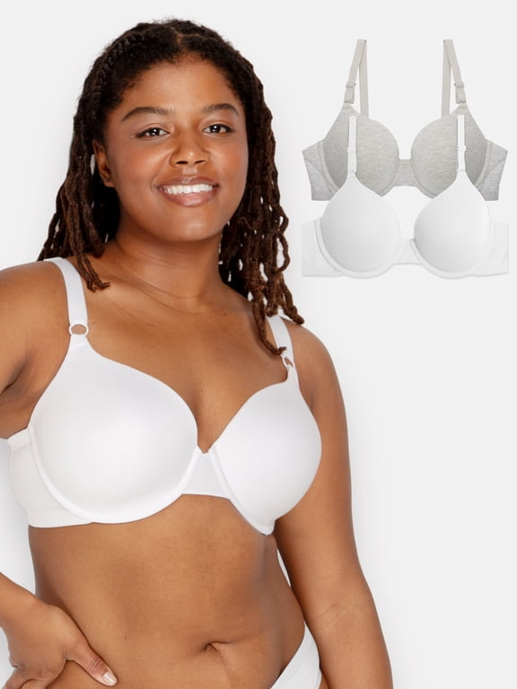 Women's Cotton T-Shirt Bra, 2-Pack, FT797PK, Sizes 34A-42DD