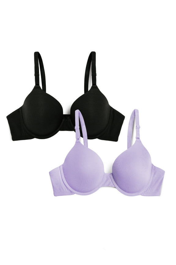 Women's Cotton T-Shirt Bra, 2-pack, Sizes 34A-42DD
