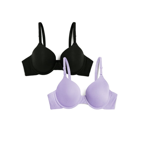 Fruit of the Loom Women's Cotton T-Shirt Bra, 2-pack, Sizes 34A-42DD