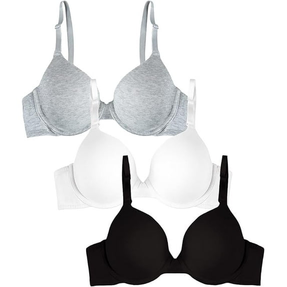 Fruit of the Loom Women's Cotton T-Shirt Bra, 3-Pack, FT797PK, Sizes 34A-42DD