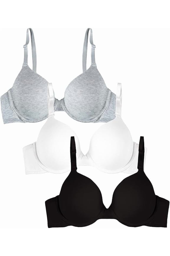 Women's Cotton T-Shirt Bra, 3-Pack, FT797PK, Sizes 34A-42DD