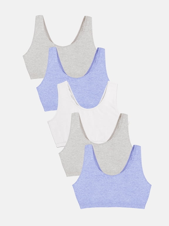 Women's Cotton Tank Bralette, 5-Pack, Sizes XS-4XL