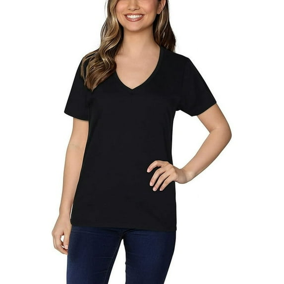 Fruit of the Loom Women's Crafted Comfort Artisan V-Neck T-Shirt