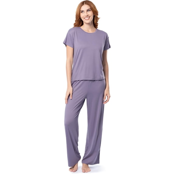 Fruit of the Loom Women's Drop Shoulder Tee and Convertible Waist Sleep Set - Dusk