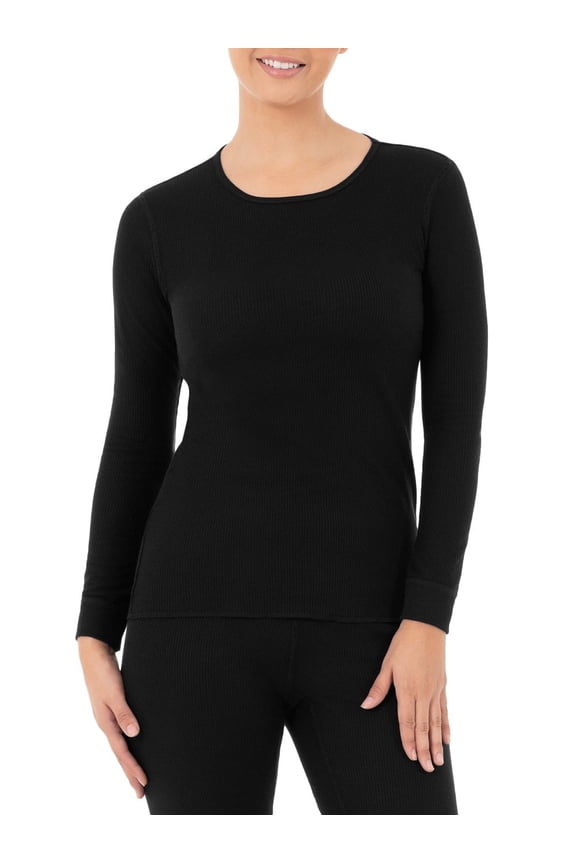 Women's Eversoft Waffle Thermal Top, Black, X-Small