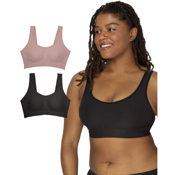 Fruit of The Loom Women's 2-Pack Full Coverage Wireless Bra w/ Built In Pads - All Day Comfort