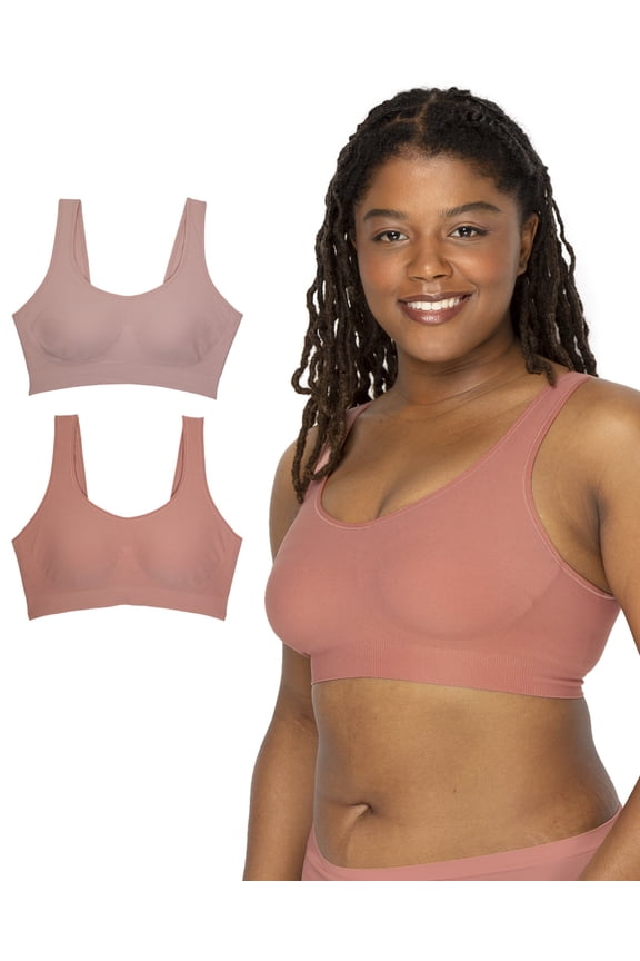 Women's 2-Pack Full Coverage Wireless Bra w/ Built In Pads - All Day Comfort