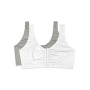 Fruit of The Loom Women's Comfort Front Close Cotton Sports Bra, 2-Pack