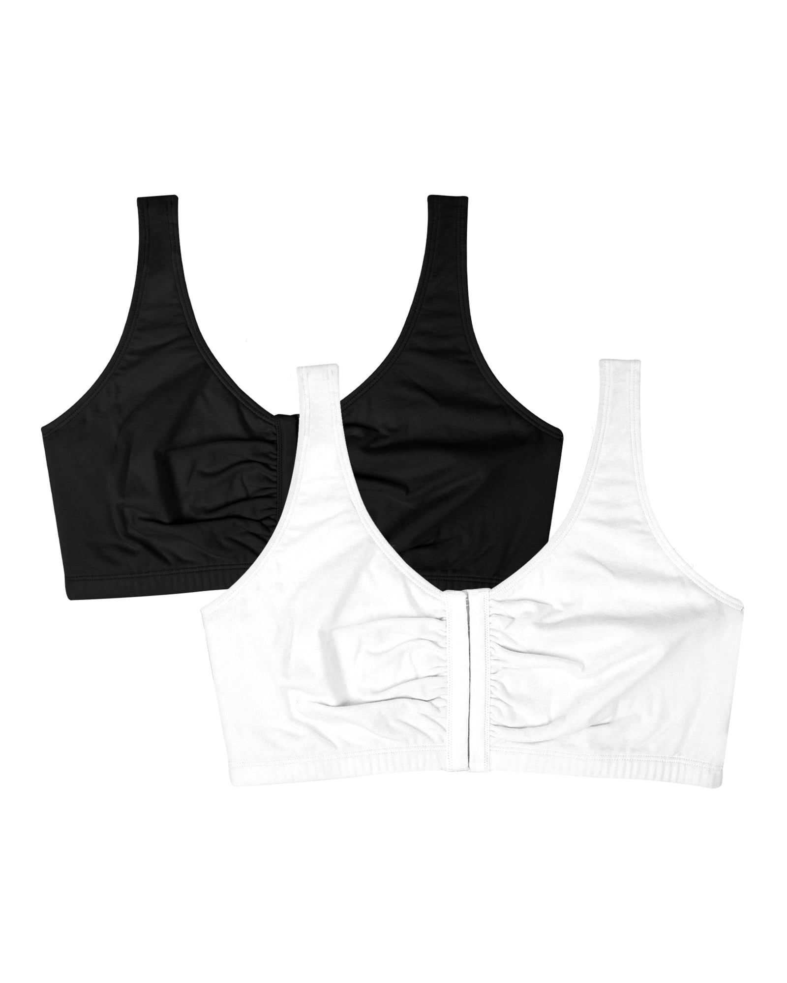 Fruit of the Loom Women's Front Comfort Front Close Cotton Sports Bra, 2-Pack