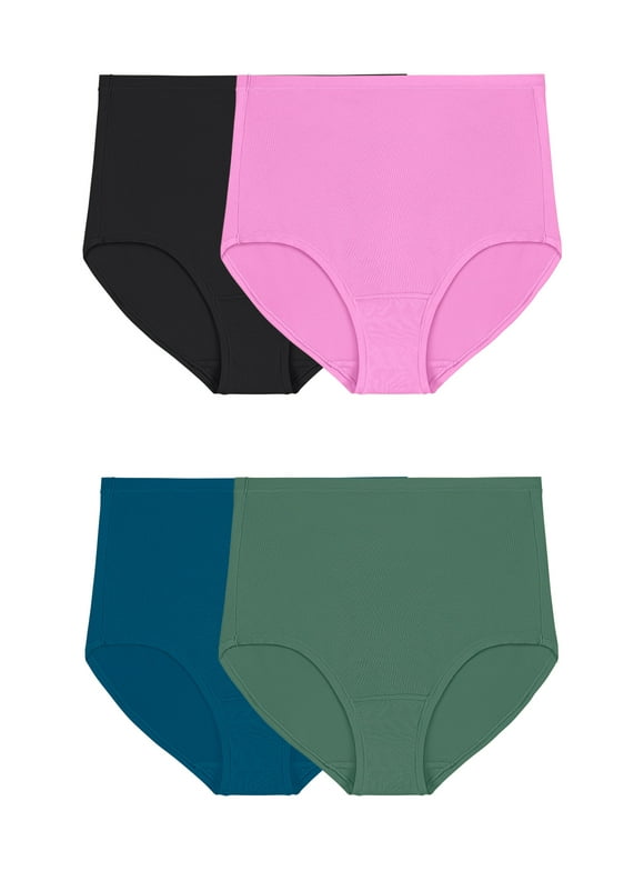 Fruit of the Loom Women's Getaway Collection, Cooling Mesh Brief Underwear, 4 Pack