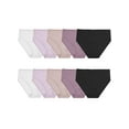 thumbnail image 1 of Fruit of the Loom Women's Lightweight Microfiber Underwear, Smooth Under Clothes, Available, Plus Size Hi Cut-10 Pack-Black/White/Purple, 10, 1 of 6
