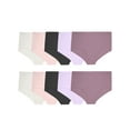 thumbnail image 1 of Fruit of the Loom Women's Lightweight Microfiber Underwear, Smooth Under Clothes, Available in Plus Size, Brief-10 Pack-Black/White/Purple, 12, 1 of 6