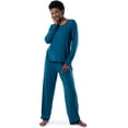 thumbnail image 1 of Fruit of the Loom Women's Long Sleeve Tee and Pant 2 Piece Sleep Set, Dark Sea, 2X, 1 of 6