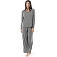 thumbnail image 1 of Fruit of the Loom Women's Long Sleeve Tee and Pant 2 Piece Sleep Set, Heather Grey, X-Large, 1 of 6