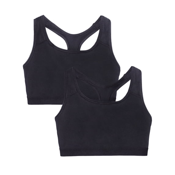 Fruit of the Loom Women's 2-Pack Medium Impact Sports Bras Supports Without Padding
