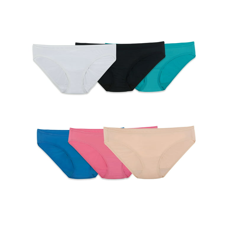 Fruit of the Loom Women's Microfiber Bikini Underwear, 6 Pack, Sizes 4-8