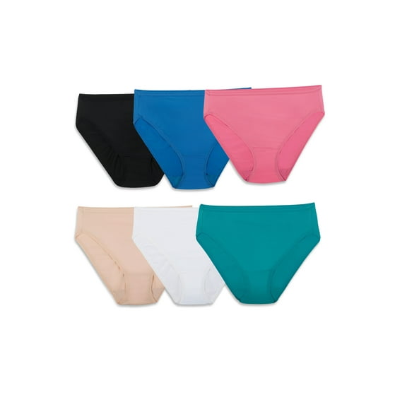 Fruit of the Loom Women's Microfiber Hi-Cut Brief Underwear, 6-Pack