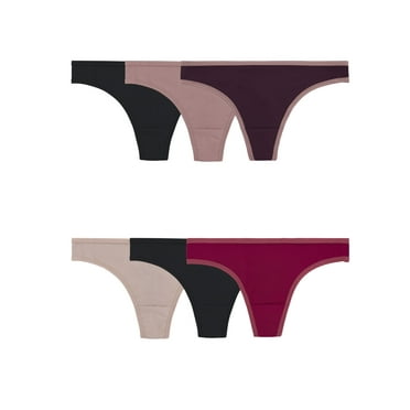 Fruit of the Loom Women's Microfiber Ribbed Thong Underwear, 6-Pack