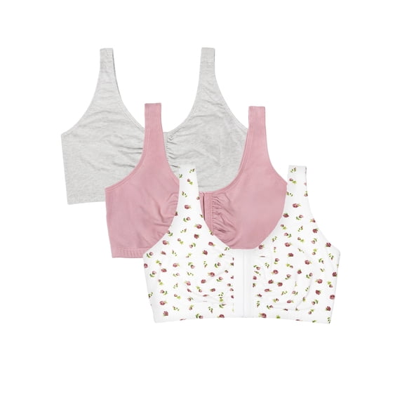 Fruit of the Loom Women's Multi-Pack Front Closure Cotton Bra