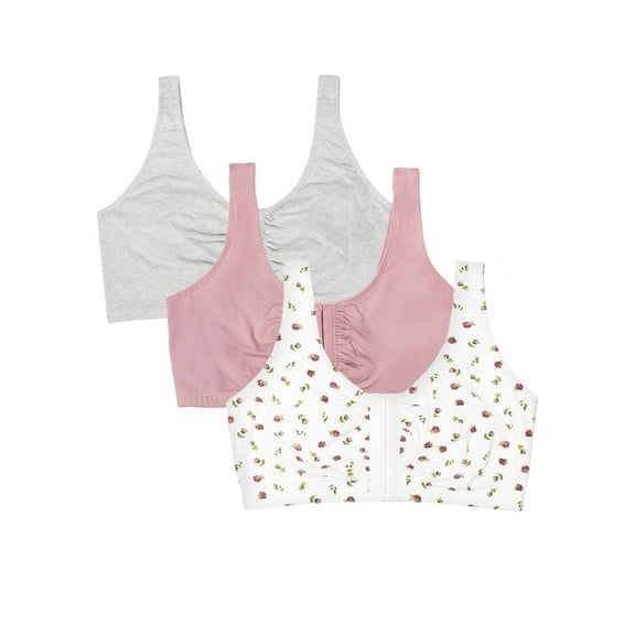 Fruit of the Loom Women's Multi-Pack Front Closure Cotton Bra