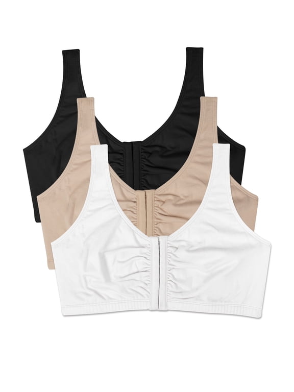Women's 3-Pack Beyond Soft Front Closure Cotton Bra