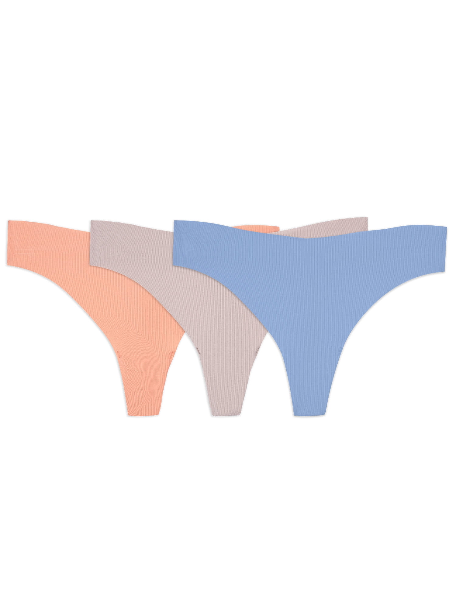 Fruit of the Loom Women's No Show Thong Underwear, 3 Pack, Sizes 5