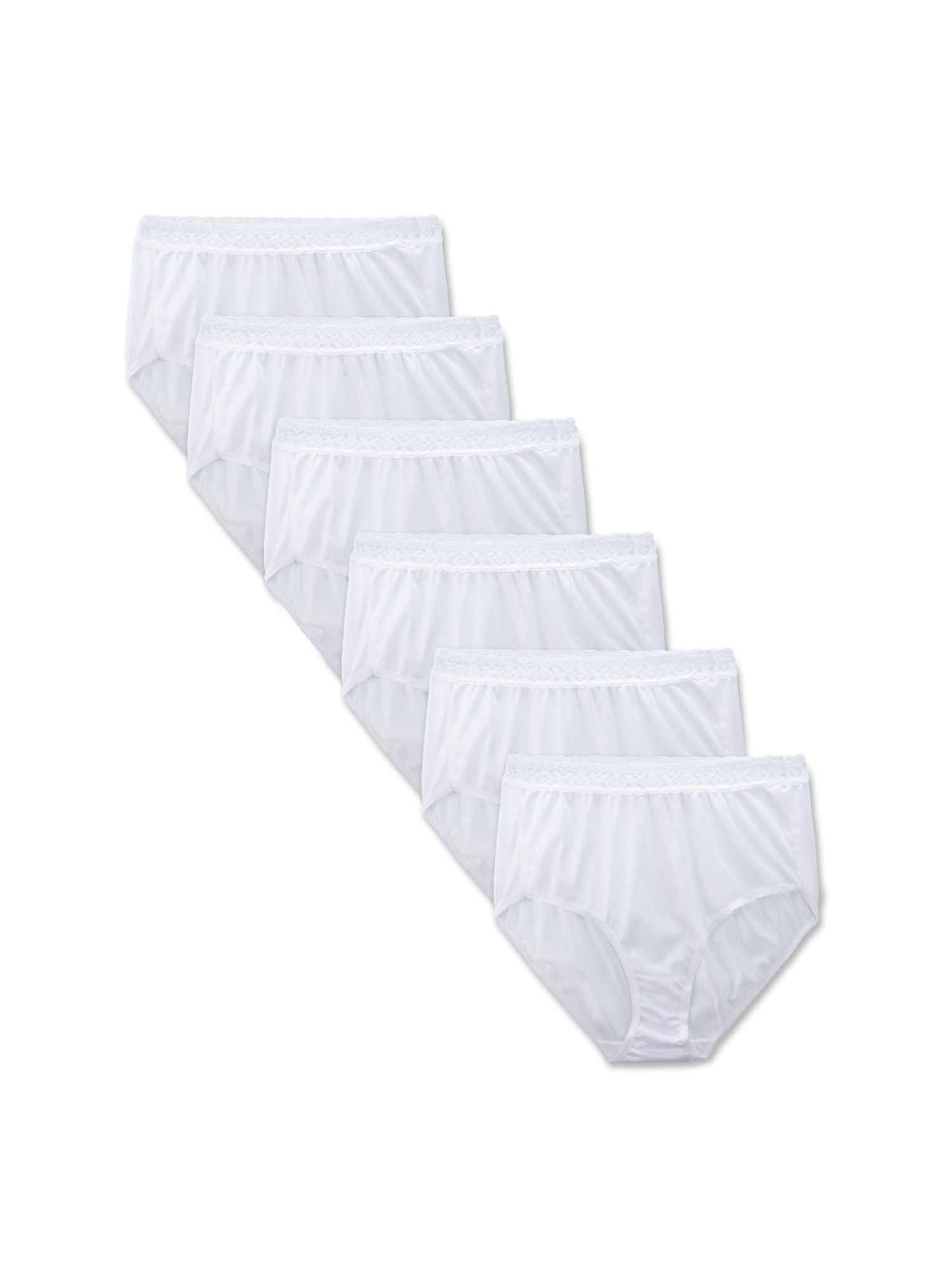 Fruit of the Loom Women's Nylon Brief Underwear, 6 Pack, Sizes 6-10