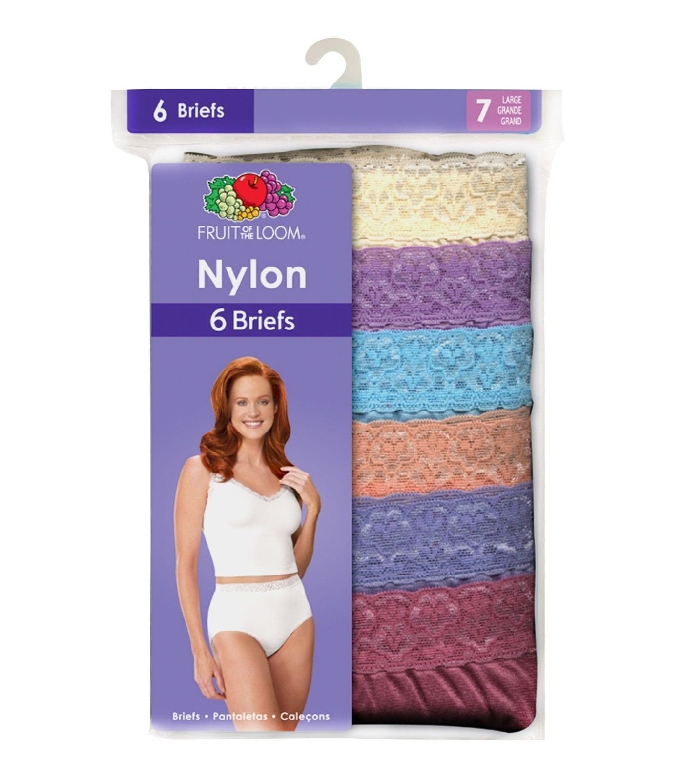 Assorted Womens Nylon Brief Panties 6-Pack - Size 10 